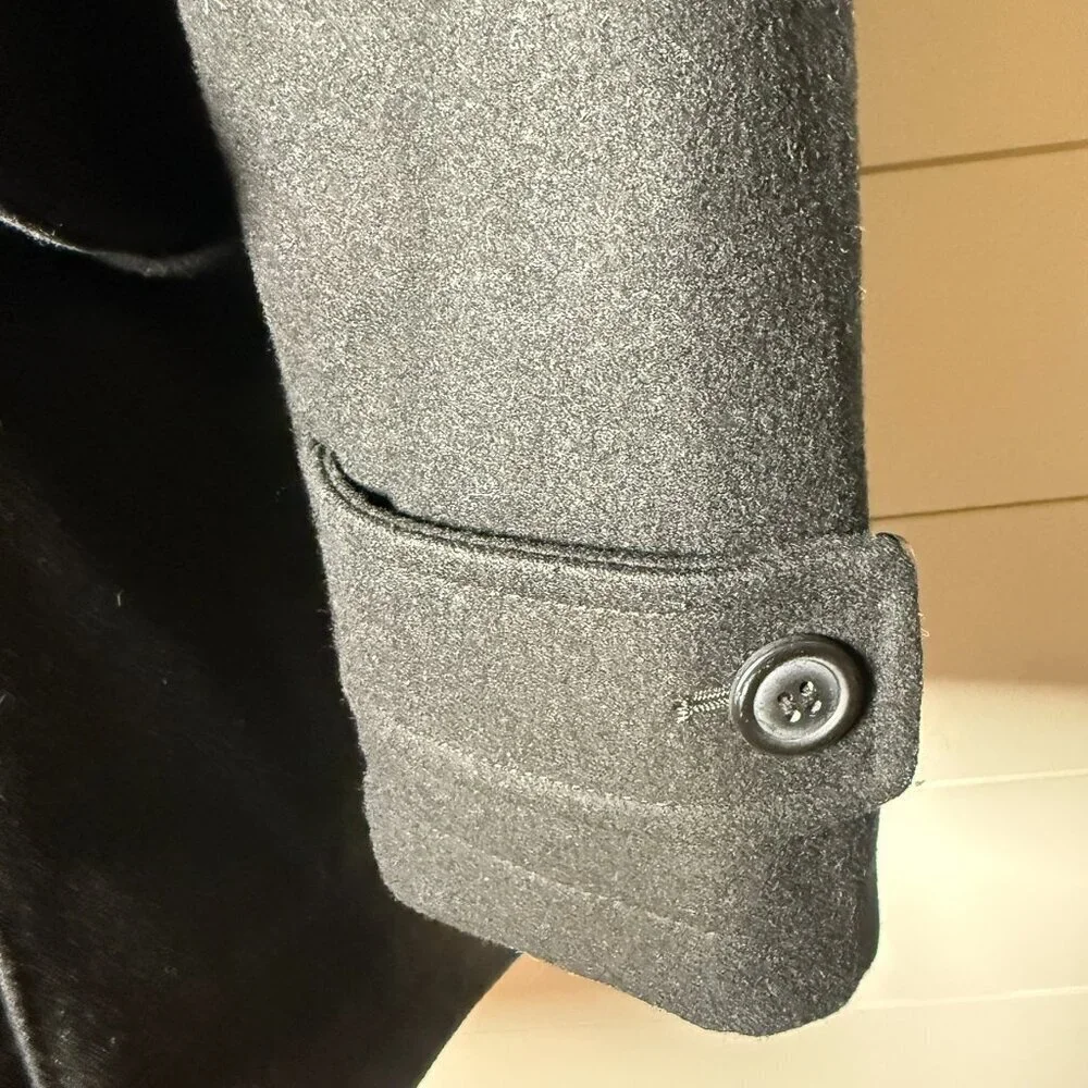 Duffle Coat- A[xist] Black, Size Medium, Wood Toggles Quilted Lining-EXCELLENT